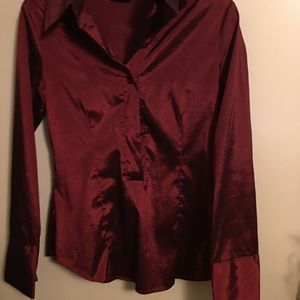 satin blouse that changes to a darker burgundy